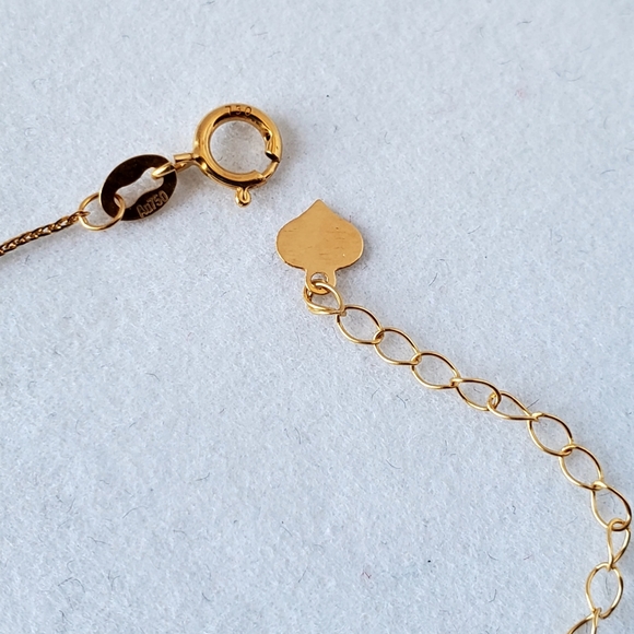 Authentic Real 18k Solid Yellow Gold Double Heart Beaded Bracelet - Picture 5 of 10